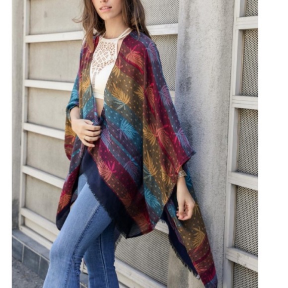 Multi print fringe kimono - Picture 2 of 7